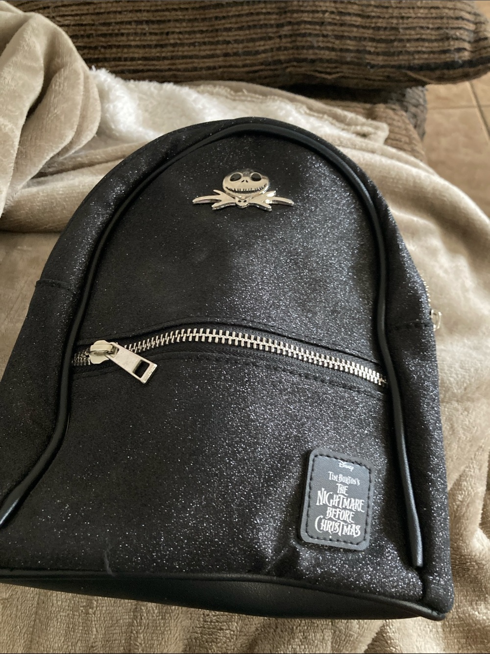 Black Glitter Mini Backpack